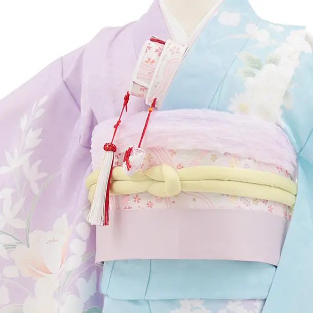 七五三(5歳女児)M009 水色 片身替り 四季花