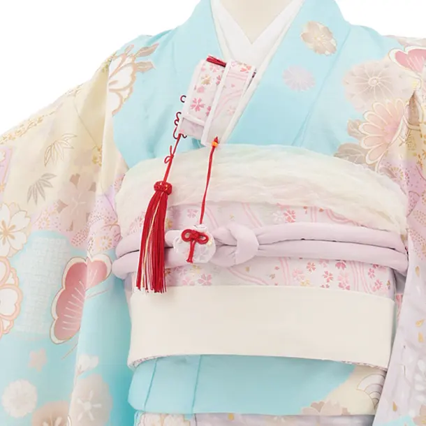 七五三(5歳女児)M015 水色 ぼたん貝桶吉祥文様