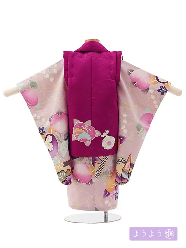 七五三(3歳女児被布)O028 【ようよう】 橘に亀甲笹 ラベンダー×紫