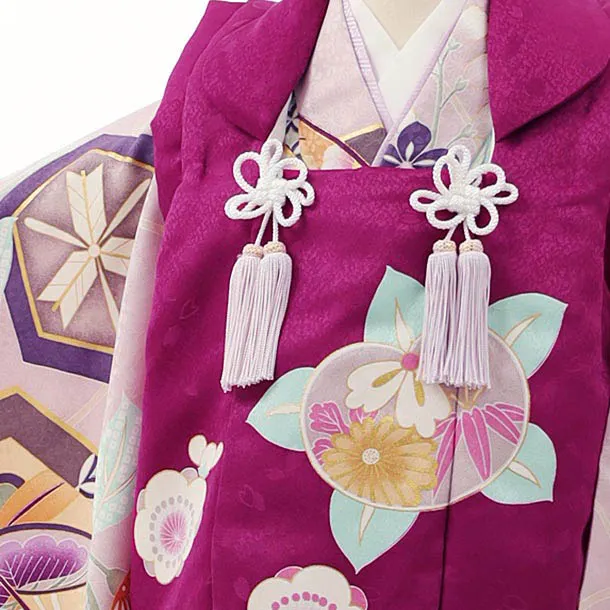 七五三(3歳女児被布)O028 【ようよう】 橘に亀甲笹 ラベンダー×紫