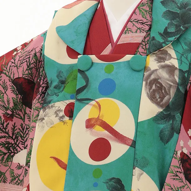 七五三(3歳女児)O194【germer】連なる円グリーン×絵本ピンク