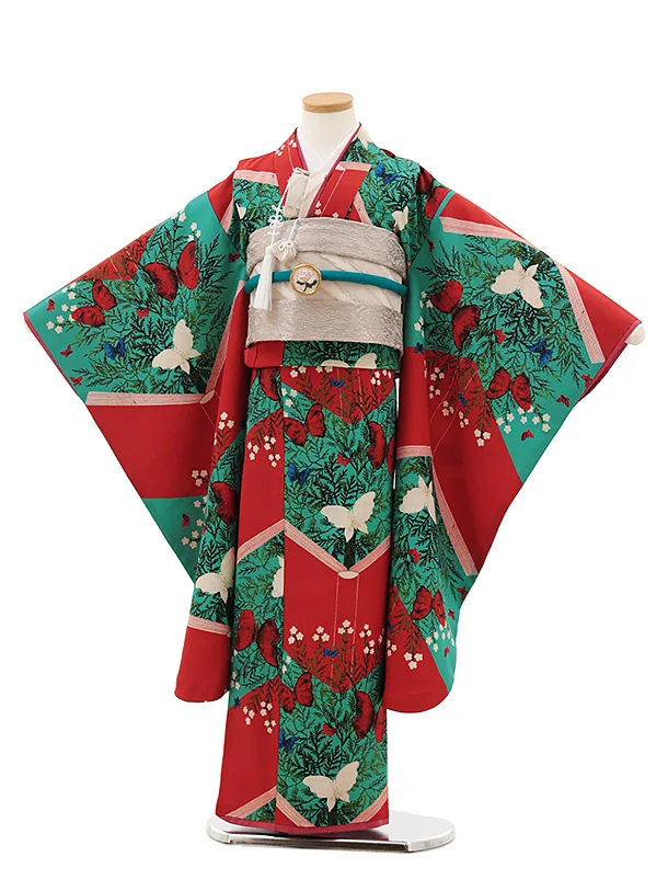 七五三(7歳結び帯)O204【germer】絵本 赤グリーン