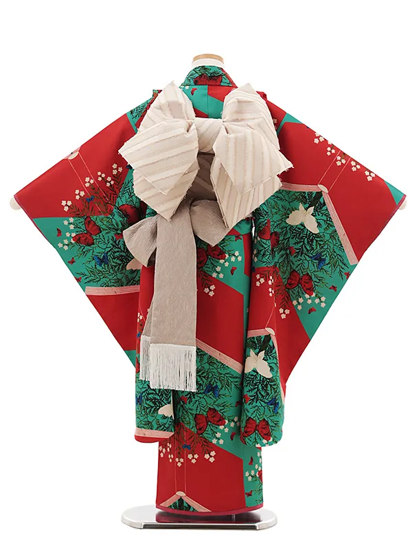 七五三(7歳結び帯)O204【germer】絵本 赤グリーン