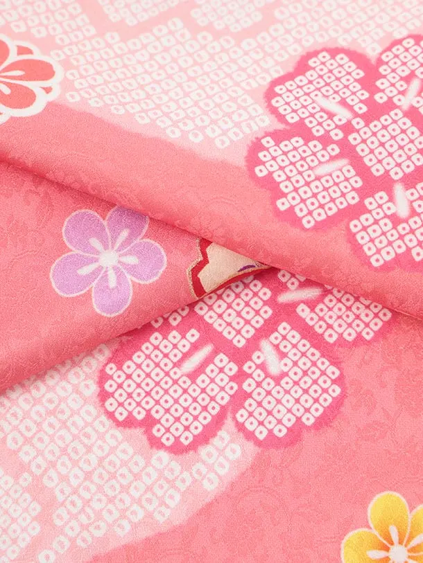 七五三レンタル(3歳女児被布)O254【正絹】ピンク 八重桜に橘