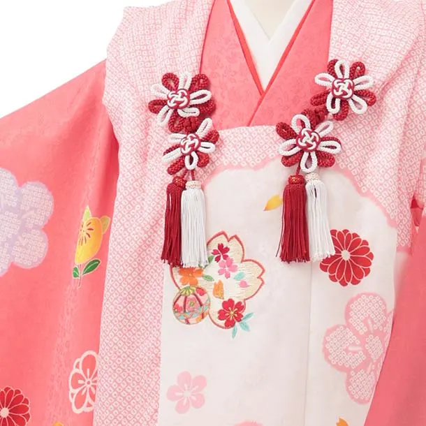 七五三レンタル(3歳女児被布)O254【正絹】ピンク 八重桜に橘