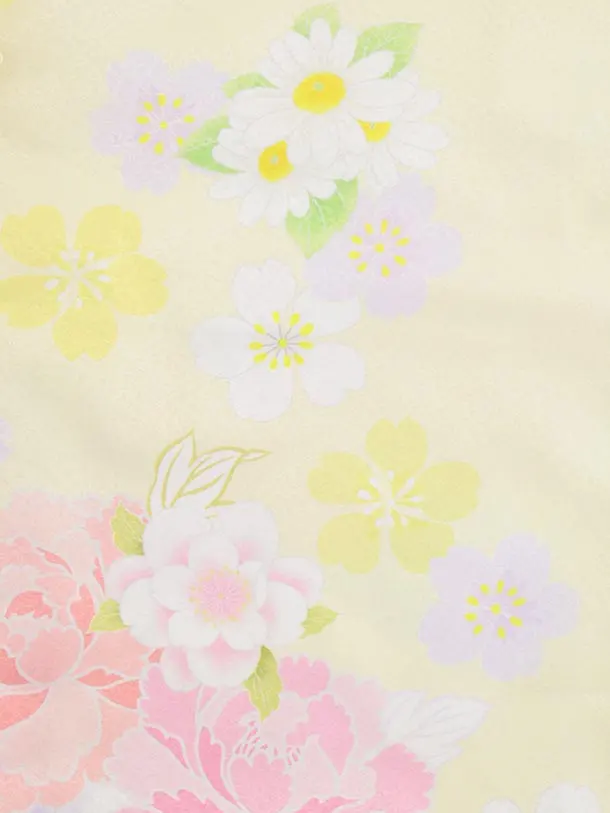 七五三レンタル(3歳女児被布)S048 黄色 花模様