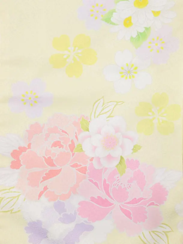 七五三レンタル(3歳女児被布)S048 黄色 花模様