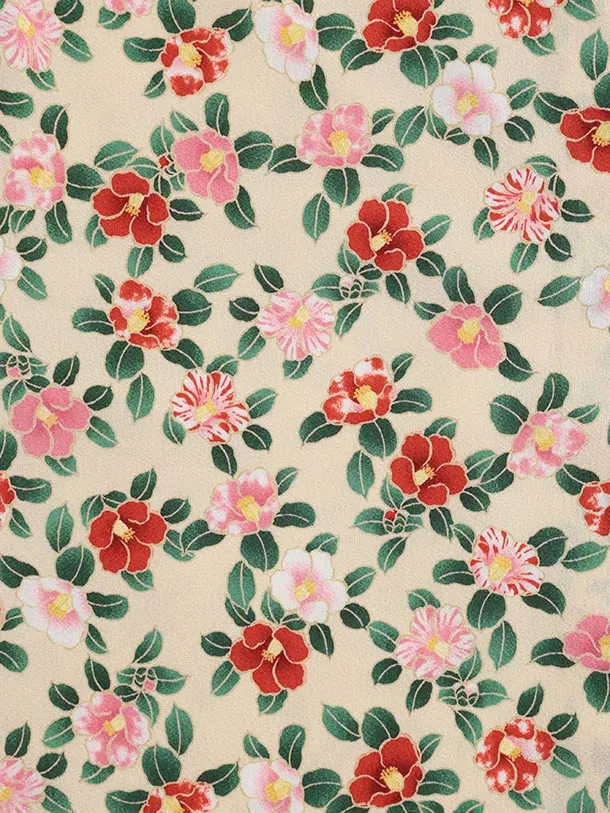 七五三レンタル(3歳女児被布)S052 オフホワイト×ベージュ椿