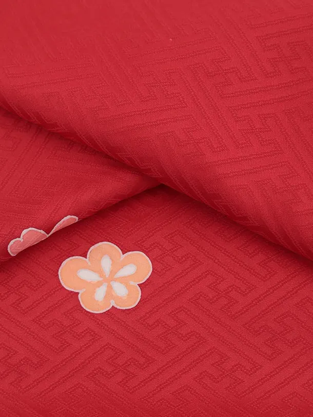 七五三レンタル(3歳女児被布)S062【正絹】白 犬張り子×赤鞠花