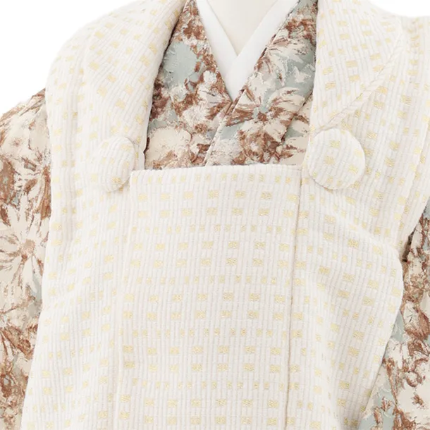 七五三レンタル(3歳女児被布)S077 ベージュ×水色洋花