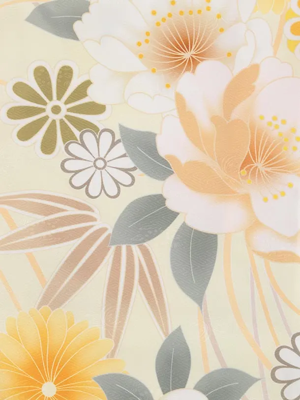 七五三レンタル(3歳女児被布)S080 白×薄黄 牡丹