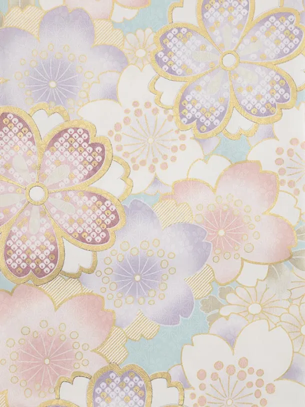 七五三レンタル(3歳女児被布)S082 オフホワイト×ペールブルー ゴールド桜