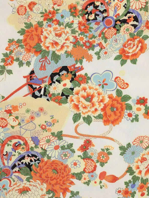 七五三レンタル(3歳女児被布)S095 紫×白地 ちりめん花車に菊