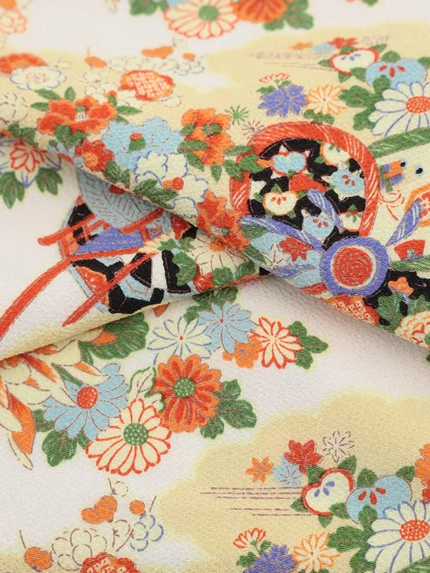 七五三レンタル(3歳女児被布)S095 紫×白地 ちりめん花車に菊