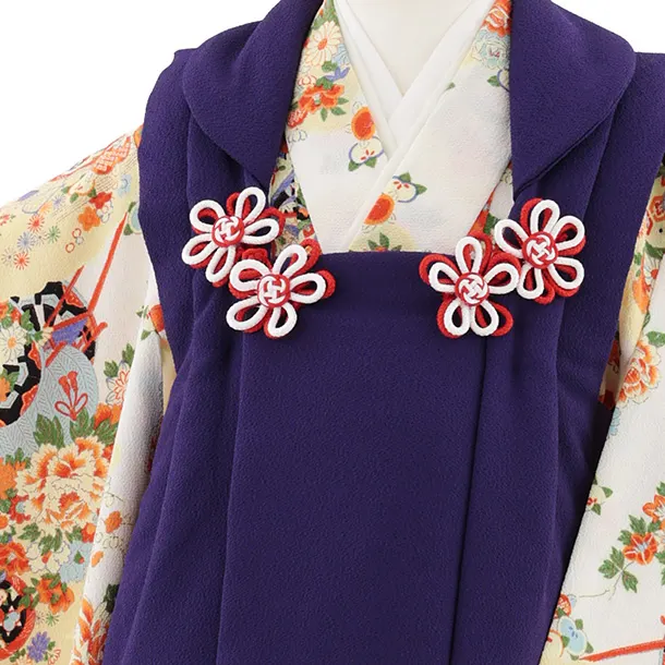 七五三レンタル(3歳女児被布)S095 紫×白地 ちりめん花車に菊