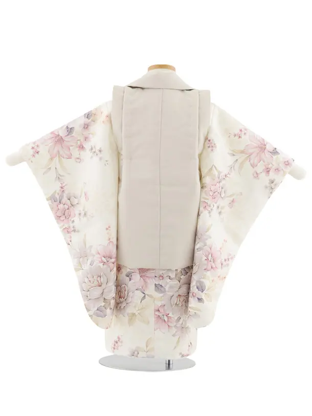 七五三レンタル(3歳女児被布)S104 ベージュ×薄黄色花