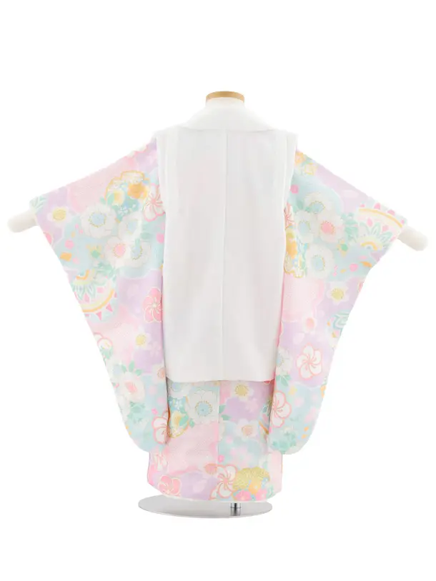 七五三(3歳女児被布)S111 式部浪漫 白花刺繍×パステルパープル 鞠と花