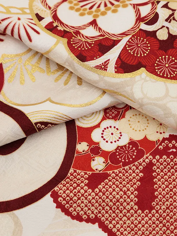 七五三レンタル(3歳女児被布)S120【正絹】紅一点 ピンク×白 捻り梅に橘