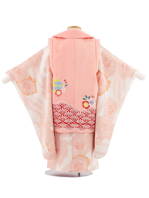 七五三(3歳女児)S133【高級正絹】栗山工房 和染紅型 ピンク×グラジオラス
