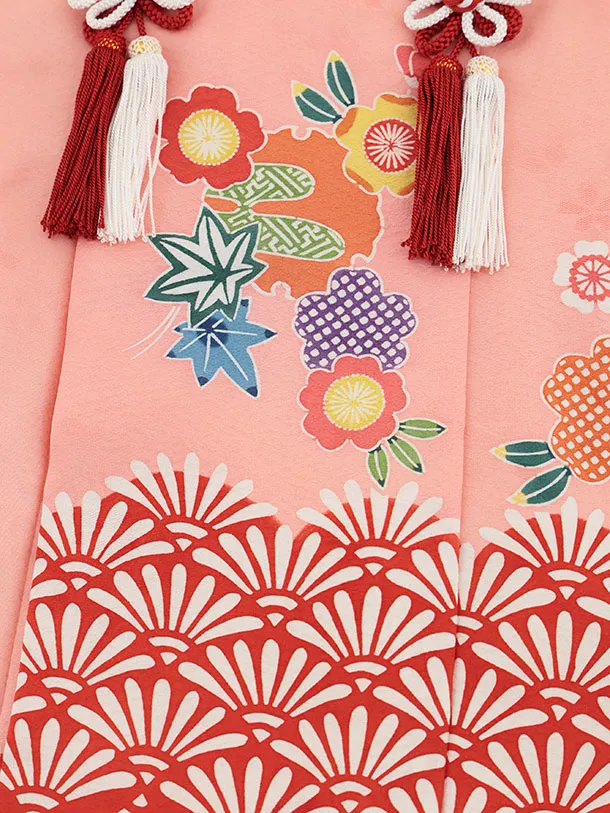 七五三(3歳女児)S133【高級正絹】栗山工房 和染紅型 ピンク×グラジオラス