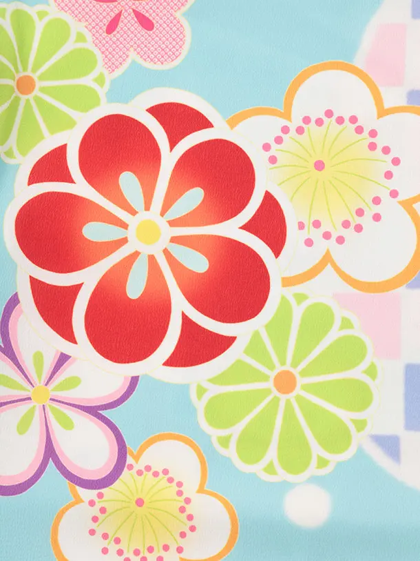 七五三レンタル(3歳女児被布)S137 白×水色 梅菊