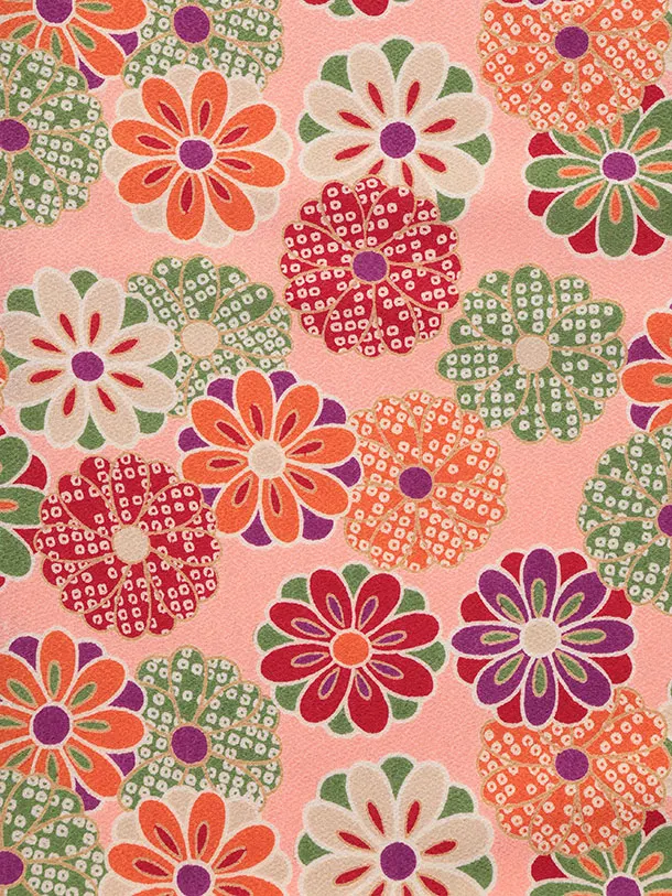 七五三レンタル(3歳女児被布)S138 クリーム刺繍桜×ピンクちりめん菊