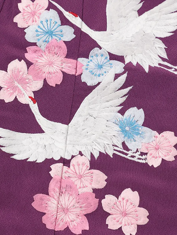 七五三レンタル(3歳女児被布)S166 ラベンダー色×パープル刺繍 鶴 桜