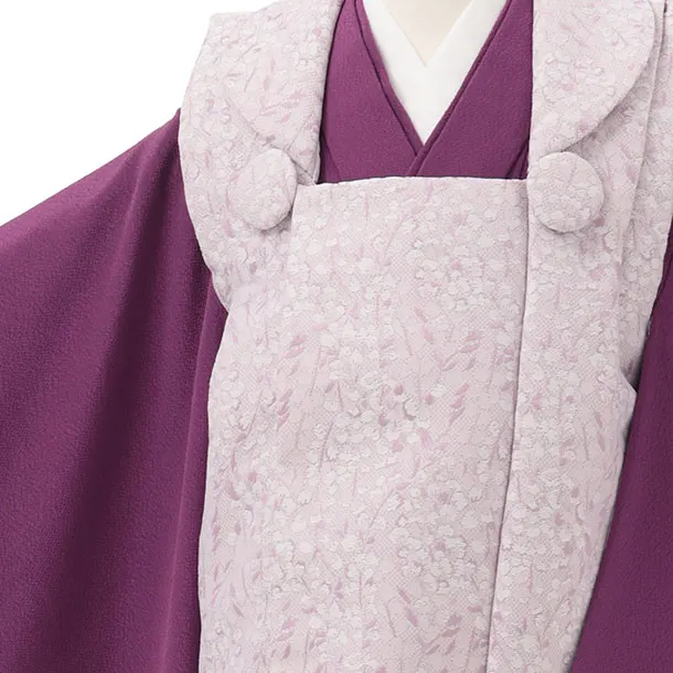 七五三レンタル(3歳女児被布)S166 ラベンダー色×パープル刺繍 鶴 桜