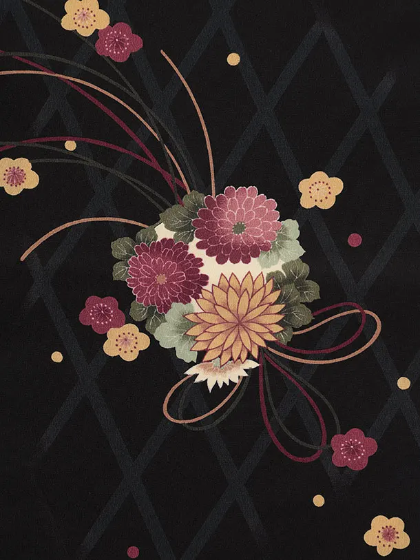 七五三レンタル(3歳女児被布)S173 ベージュ×黒地 菊 薬玉