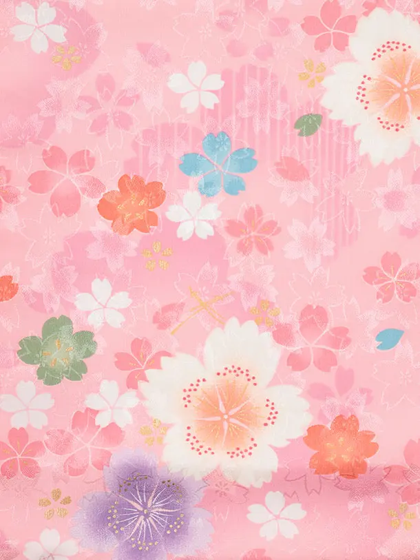 七五三レンタル(3歳女児被布)S179 ベージュ×ピンク 桜