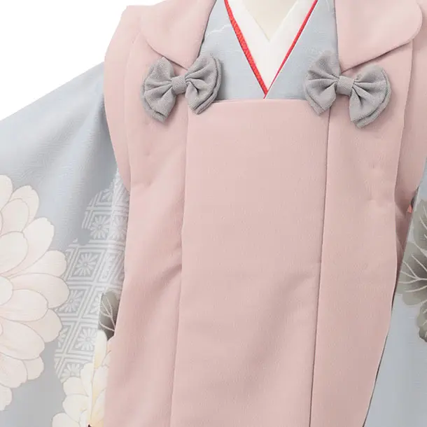 七五三レンタル(3歳女児被布)S189 くすみピンク×ブルーグレー 菊 花 亀甲