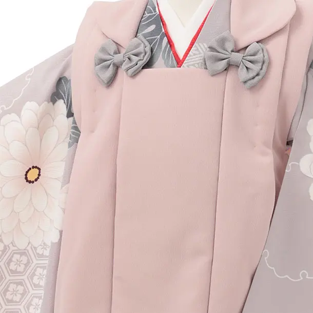 七五三(3歳女児被布)S190 くすみピンク×パープルグレー 菊 花 亀甲