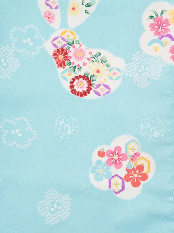 七五三レンタル(3歳女児被布)S196 うす黄色 桜×水色 梅花