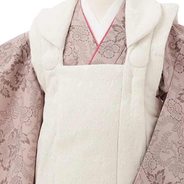 七五三レンタル(3歳女児被布)S210 オフホワイト×ピンクパープル 洋花