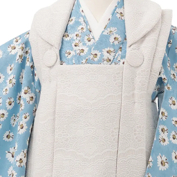 七五三レンタル(3歳女児被布)S211 ベージュ×水色 小花