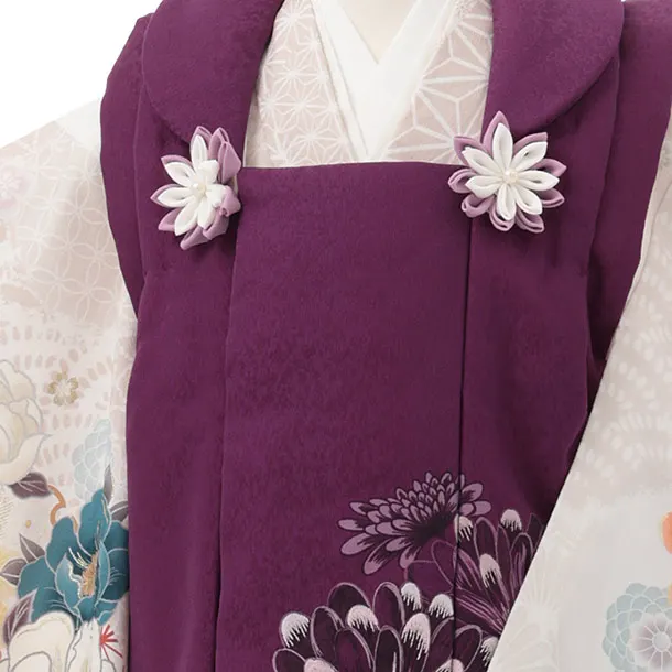 七五三(3歳女児被布)S229 TOREMORY パープル菊×ベージュ古典花