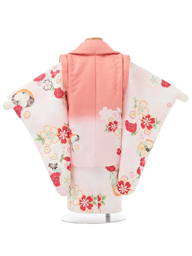七五三レンタル(2歳女被布)S251 ピンクぼかし × 桜