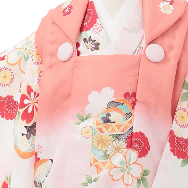 七五三レンタル(2歳女被布)S251 ピンクぼかし × 桜