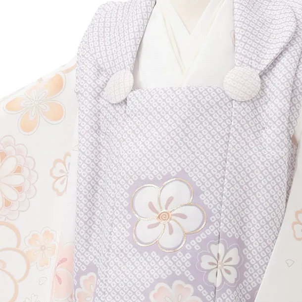七五三レンタル(3歳女児被布)S278 パープル×白地 梅 菊