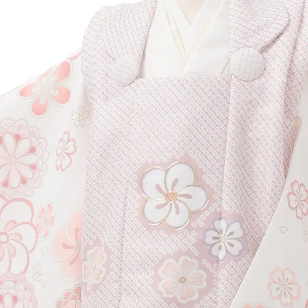 七五三レンタル(3歳女児被布)S279 ピンク×白地 ピンク 梅 菊