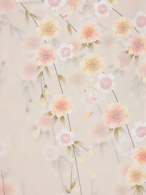 七五三(3歳女児被布)S280 ベージュ 刺繍 桜×ベージュ 桜