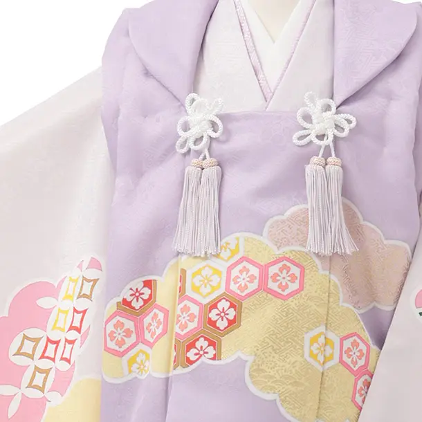 七五三(3歳女児被布)S281 ラベンダー×薄パープル 雲取り