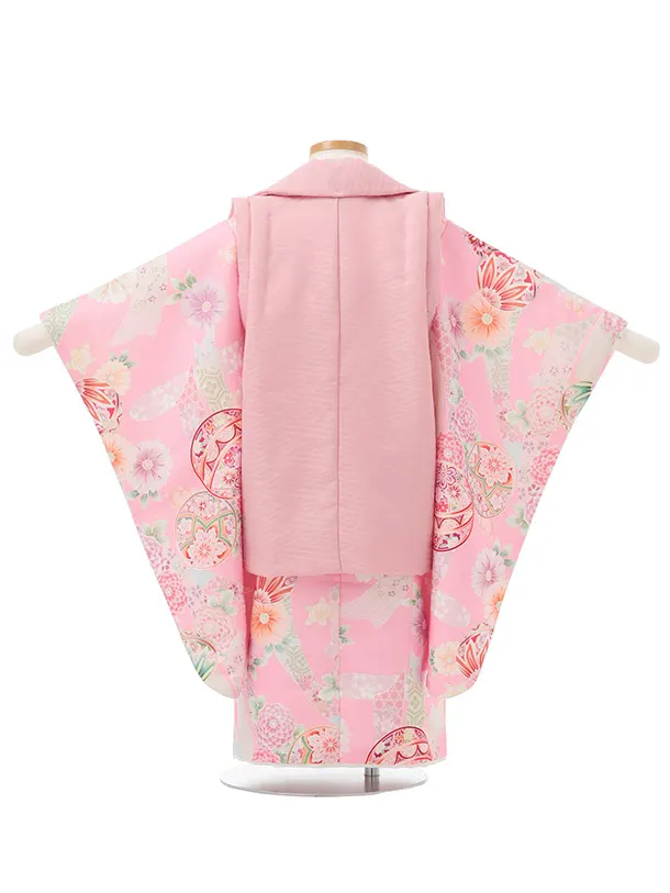 七五三(3歳女児)S286 式部浪漫 ピンク 刺繍花熨斗×ピンク熨斗に鞠 菊