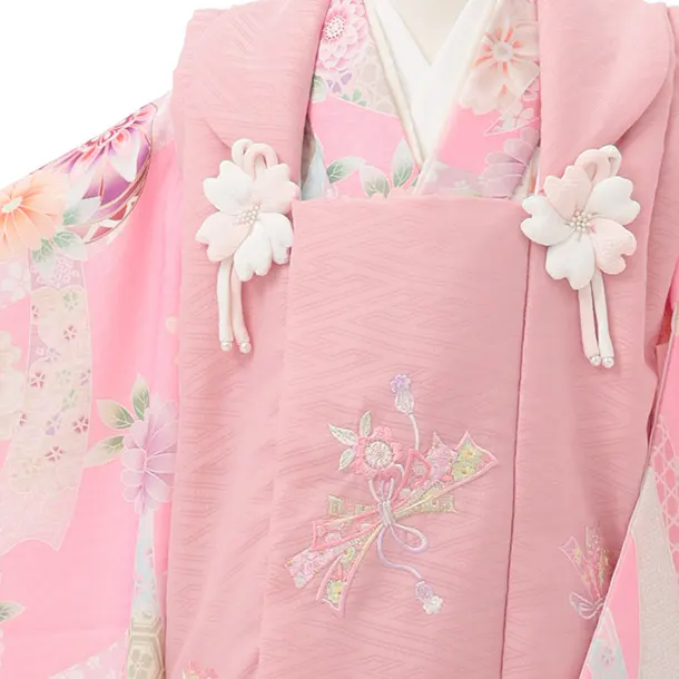 七五三(3歳女児)S286 式部浪漫 ピンク 刺繍花熨斗×ピンク熨斗に鞠 菊