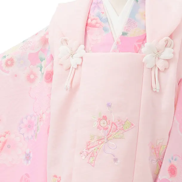 七五三(3歳女児)S292 式部浪漫 ピンク 刺繍花熨斗×ピンク 鞠 菊