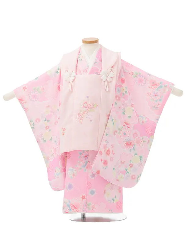 七五三(3歳女児)S293 式部浪漫 ピンク 刺繍花熨斗×ピンク 鞠 菊