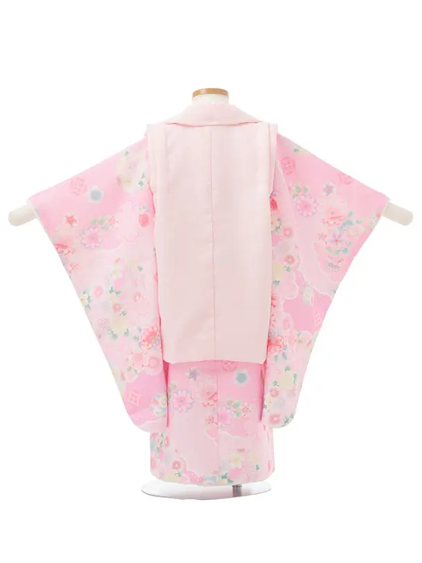 七五三(3歳女児)S293 式部浪漫 ピンク 刺繍花熨斗×ピンク 鞠 菊