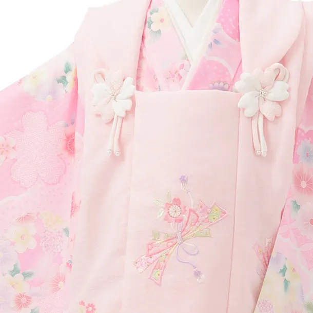 七五三(3歳女児)S293 式部浪漫 ピンク 刺繍花熨斗×ピンク 鞠 菊