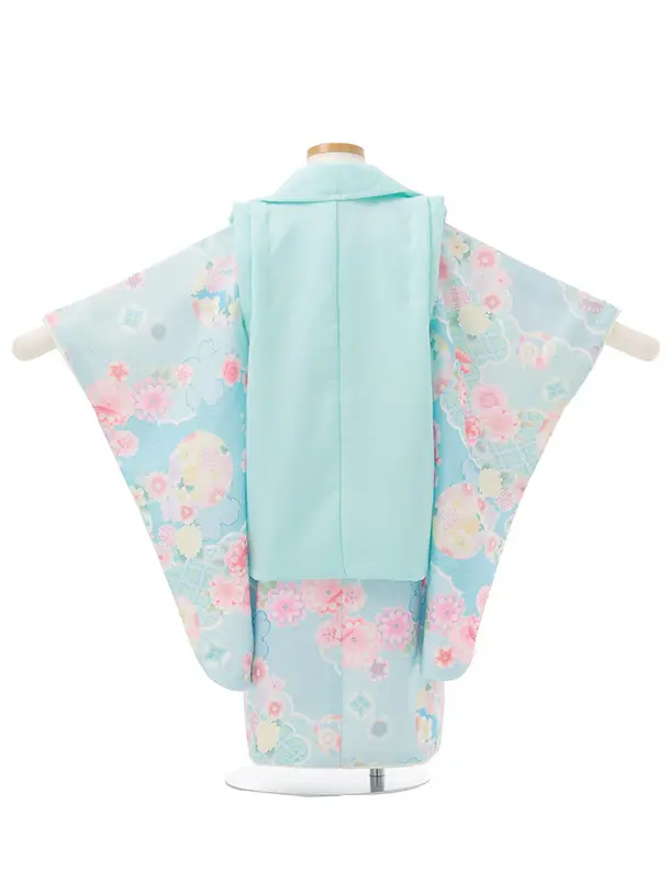 七五三(3歳女児)S294 式部浪漫 水色 刺繍花熨斗×水色 鞠 菊