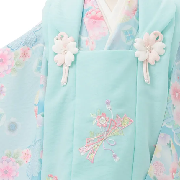 七五三(3歳女児)S294 式部浪漫 水色 刺繍花熨斗×水色 鞠 菊